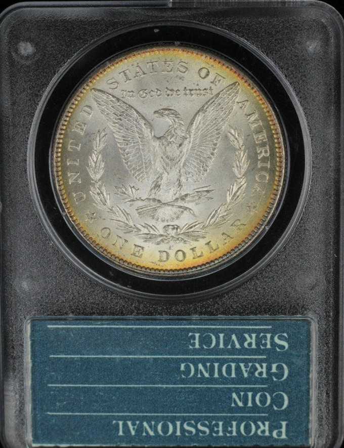 1878 7TF MORGAN DOLLAR $1 PCGS MS62 *CAC* REV OF 78 RAINBOW TONING PCGS RATTLER