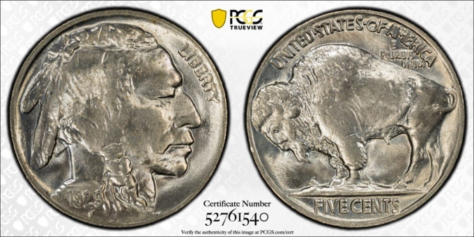 1929 BUFFALO NICKEL 5C PCGS MS64 (PQ042)