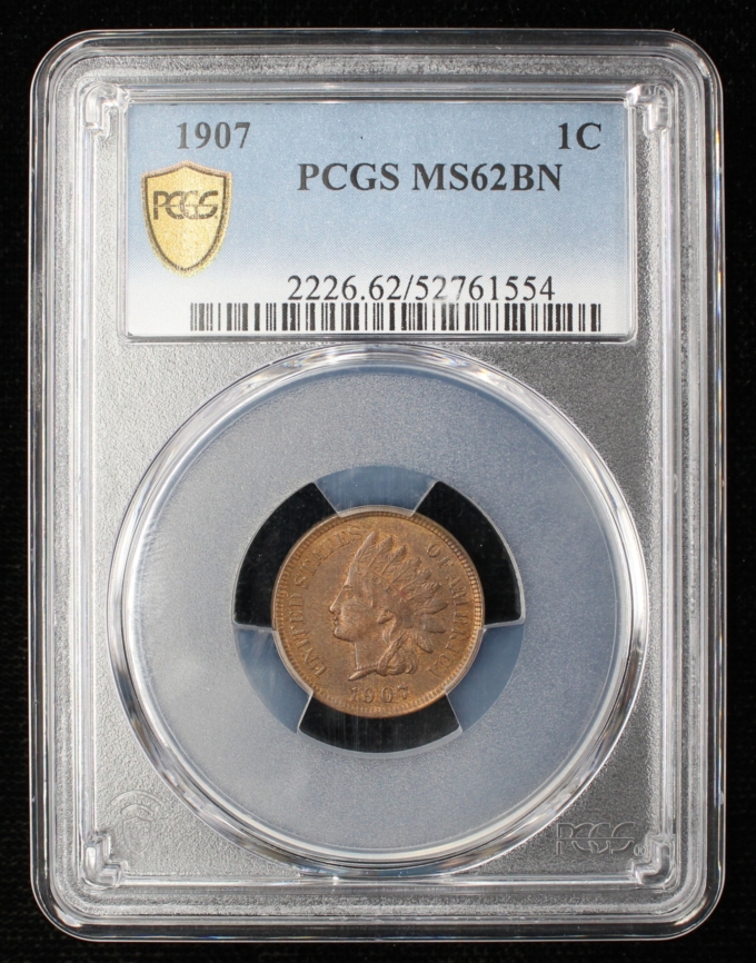 1907 INDIAN HEAD CENT 1C PCGS MS62BN (PQ041)