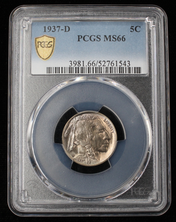 1937-D BUFFALO NICKEL 5C PCGS MS66 (PQ043)