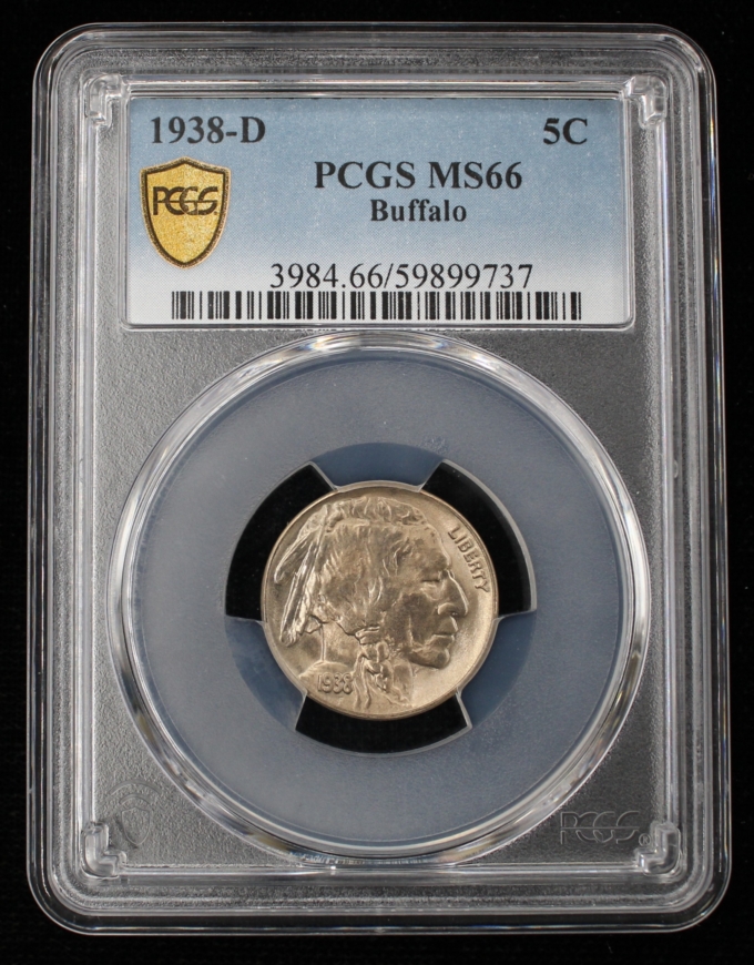 1938-D BUFFALO NICKEL 5C PCGS MS66 (PQ044)