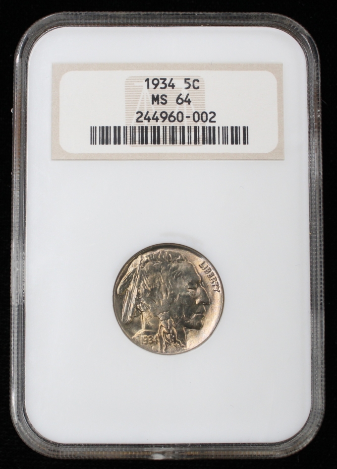 1934 BUFFALO NICKEL 5C NGC MS64 - OLD FATTY HOLDER (PQ046)
