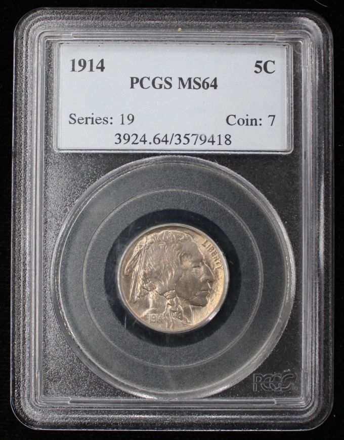 1914 BUFFALO NICKEL 5C PCGS MS64 (PQ049)