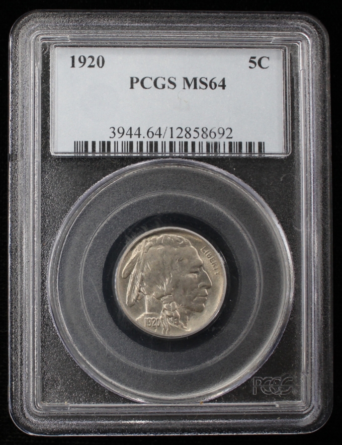 1920 BUFFALO NICKEL 5C PCGS MS64 (PQ052)