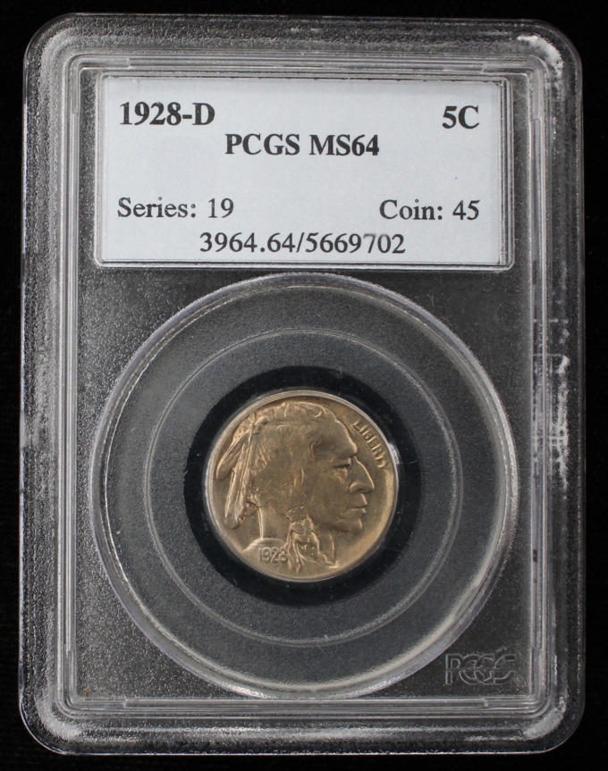 1928-D BUFFALO NICKEL 5C PCGS MS64 (PQ054)