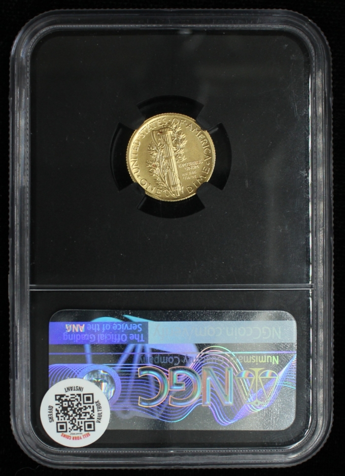 2016-W MERCURY DIME CENTENNIAL 10C .9999 1/10TH OZ GOLD NGC X SP10 VAULTBOX 2