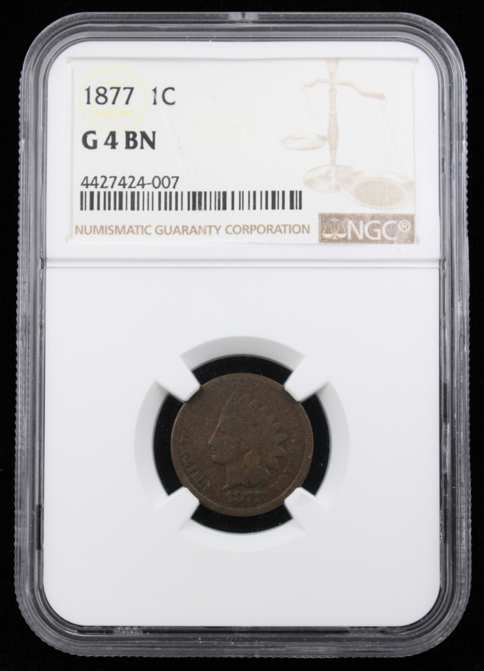 1877 INDIAN HEAD CENT 1C NGC G4 BN KEY DATE! (PQ026)